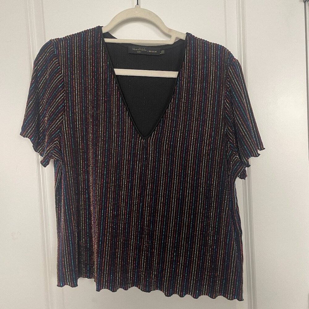House of Harlow x Revolve rainbow metallic top